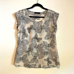 The Limited Black & White Butterfly Print Blouse